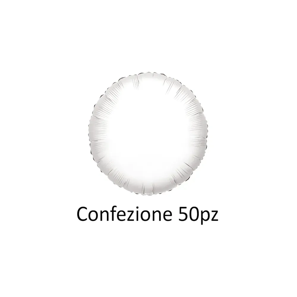 Palloncini tondo Bianco standard shape 18" (45cm) in mylar, 50pz.