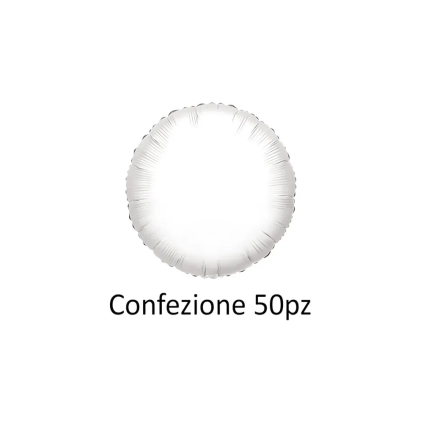 Palloncini tondo Bianco standard shape 18" (45cm) in mylar, 50pz.