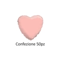 Palloncini cuore Rosa Chiaro Gold standard shape 18" (45cm) in mylar, 50pz.