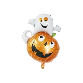 Palloncino Zucca di Halloween e Fantasma super shape 34" (86cm) in mylar, 1pz.