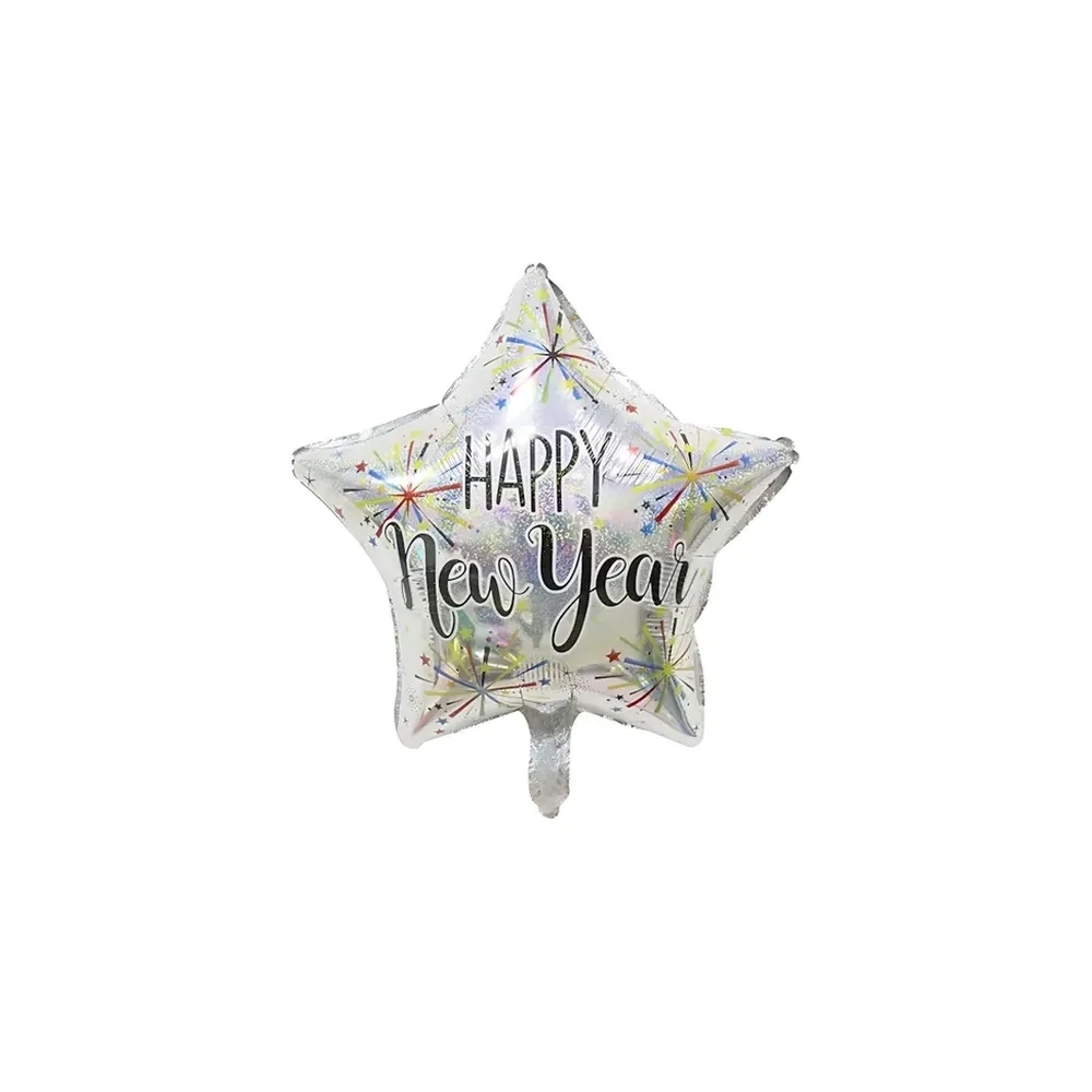 Palloncino Happy New Year Fuochi Olografico 20" (50cm) in mylar, 1pz.