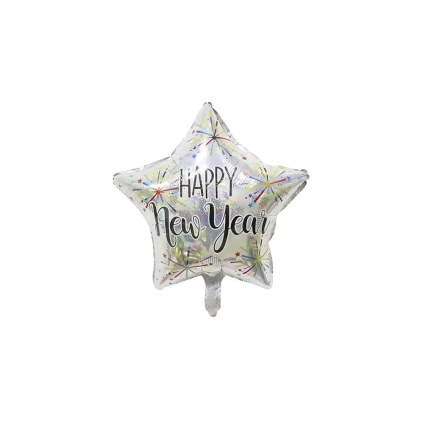 Palloncino Happy New Year Fuochi Olografico 20" (50cm) in mylar, 1pz.