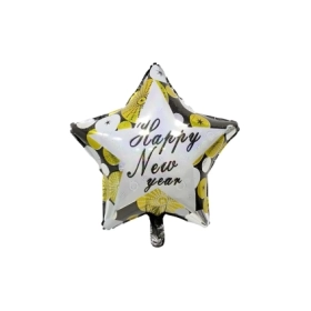 Palloncino stella con testo Happy New Year 28" (71cm), 1pz.