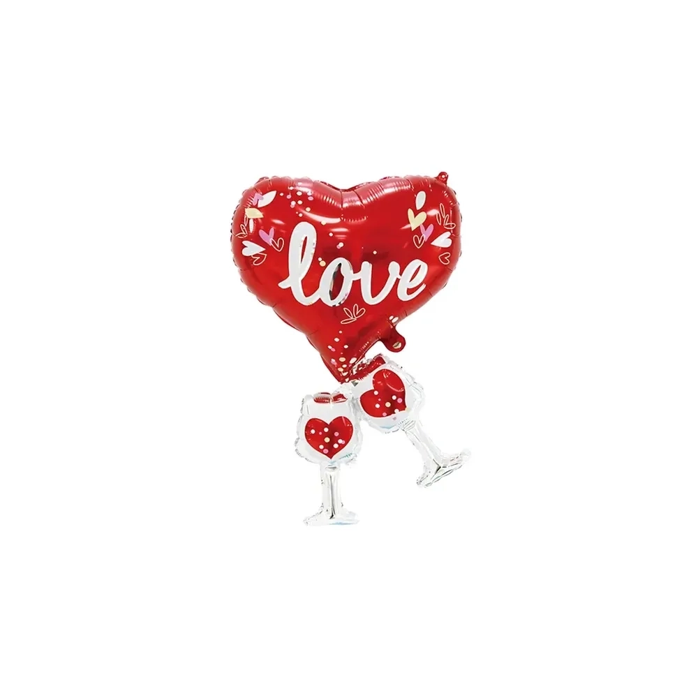 Palloncino Love Calici Champagne standard shape 20" (50cm) in mylar, 1pz.