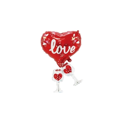 Palloncino Love Calici Champagne standard shape 20" (50cm) in mylar, 1pz.