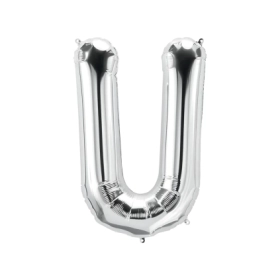 Palloncino Lettera U Argento super shape 40" (101cm) in mylar, 1pz.
