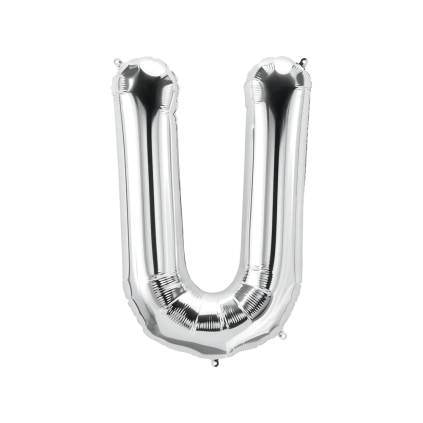 Palloncino Lettera U Argento super shape 40" (101cm) in mylar, 1pz.