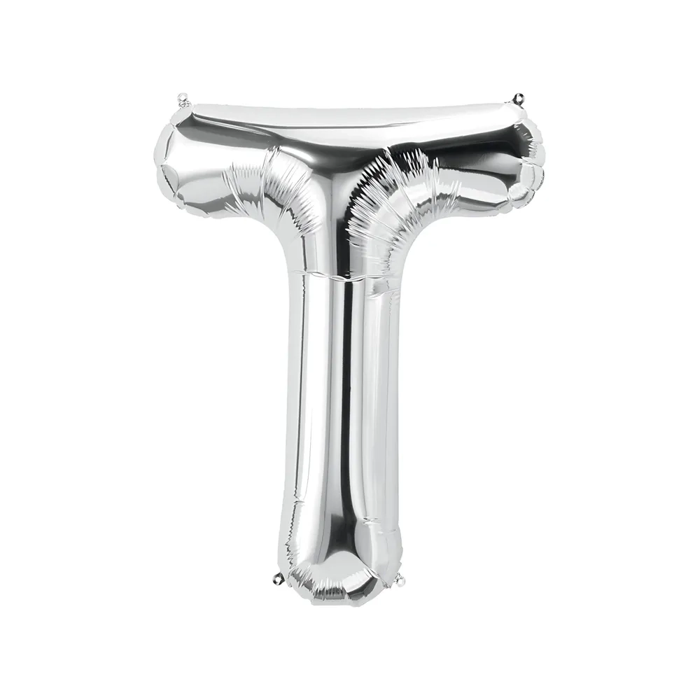 Palloncino Lettera T Argento super shape 40" (101cm) in mylar, 1pz.
