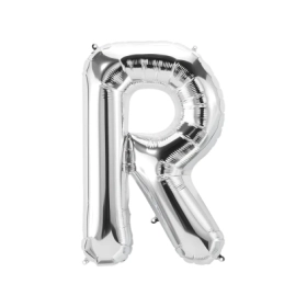 Palloncino Lettera R Argento super shape 40" (101cm) in mylar, 1pz.