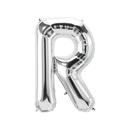 Palloncino Lettera R Argento super shape 40" (101cm) in mylar, 1pz.