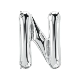 Palloncino Lettera N Argento super shape 40" (101cm) in mylar, 1pz.