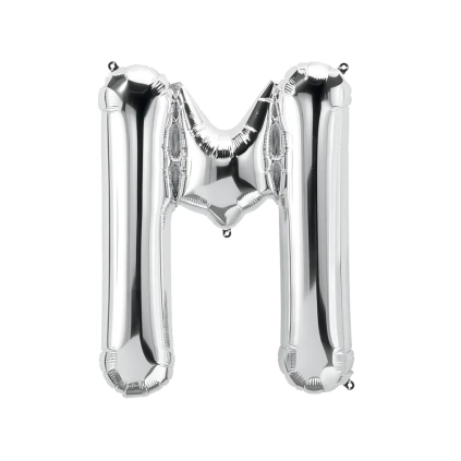 Palloncino Lettera M Argento super shape 40" (101cm) in mylar, 1pz.