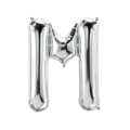Palloncino Lettera M Argento super shape 40" (101cm) in mylar, 1pz.