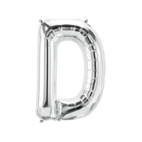 Palloncino Lettera D Argento super shape 40" (101cm) in mylar, 1pz.