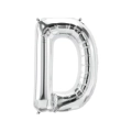 Palloncino Lettera D Argento super shape 40" (101cm) in mylar, 1pz.