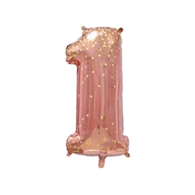 Palloncino numero 1 Rose Gold coriandoli oro super shape 40" (101cm) in mylar, 1pz.