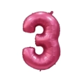 Palloncino numero 3 Satin velvet Melograno super shape 40" (101cm) in mylar, 1pz.