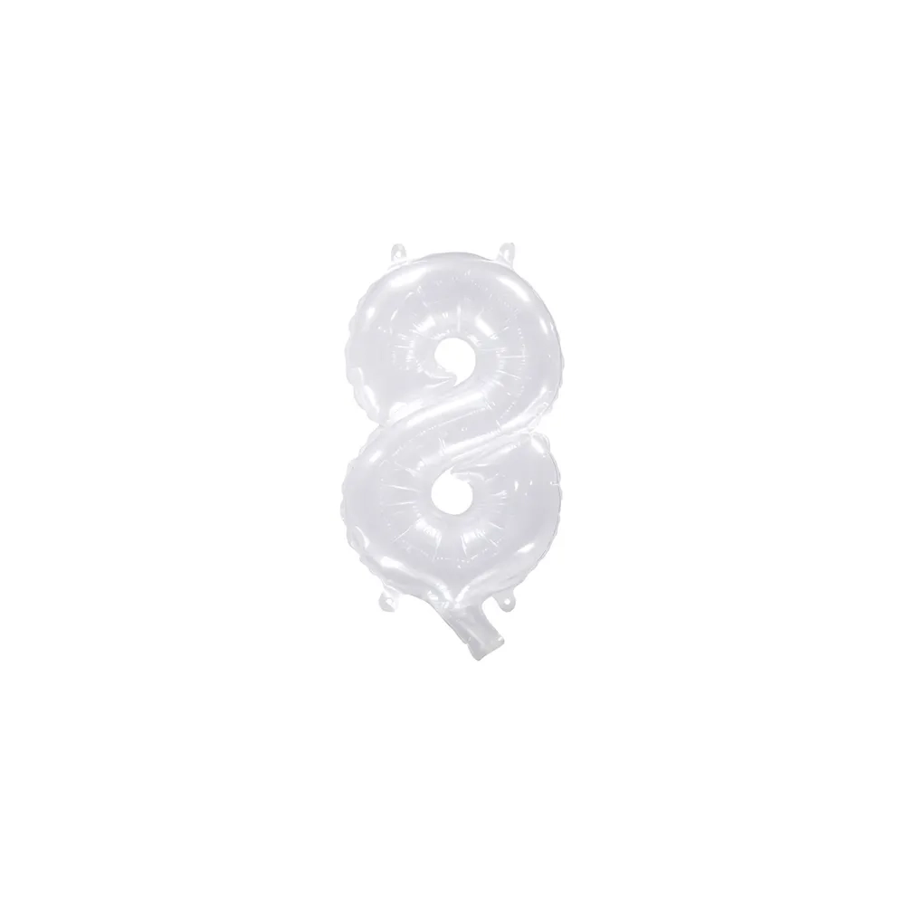 Palloncino numero 8 trasparenti Wide neck mini shape 14" (35cm) in mylar, 1pz.