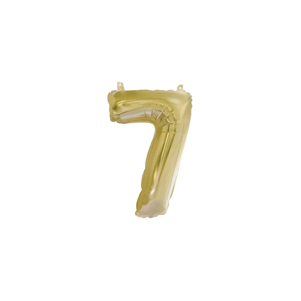 Palloncino numero 7 Champagne con valvola mini shape 14" (35cm) in mylar, 1pz.