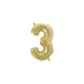 Palloncino numero 3 Champagne con valvola mini shape 14" (35cm) in mylar, 1pz.