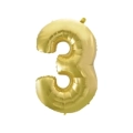 Palloncino numero 3 Champagne con valvola super shape 40" (101cm) in mylar, 1pz.