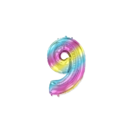 Palloncino numero 9 Multicolor Gradient mini shape 14" (35cm) in mylar, 1pz.