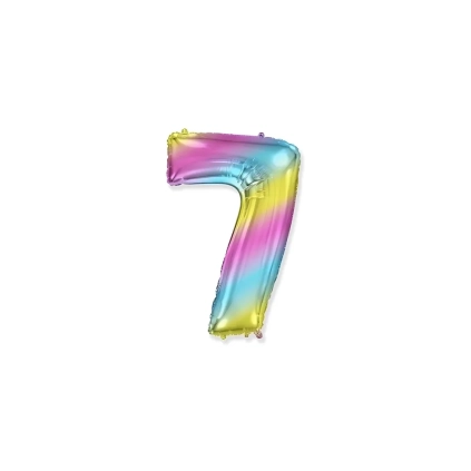 Palloncino numero 7 Multicolor Gradient mini shape 14" (35cm) in mylar, 1pz.
