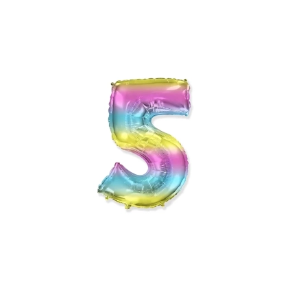 Palloncino numero 5 Multicolor Gradient mini shape 14" (35cm) in mylar, 1pz.