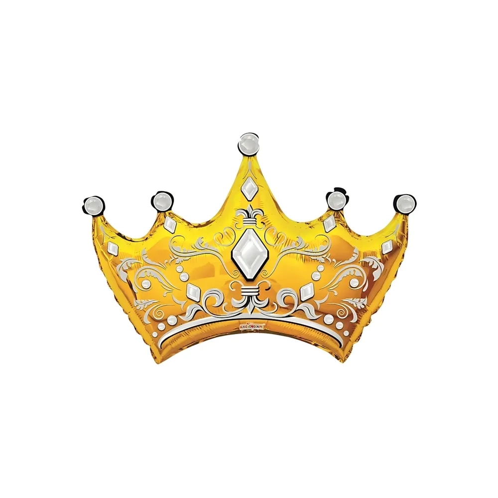 Palloncino Corona oro e diamanti super shape 36" (91cm) in mylar, 1pz.
