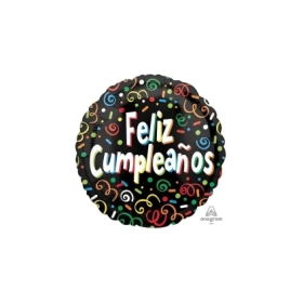 Palloncino Feliz Cumpleanos Stelle Filanti standard shape 18" (45cm) in mylar, 1pz.