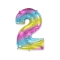 Palloncino numero 2 Multicolor Gradient super shape 40" (101cm) in mylar, 1pz.