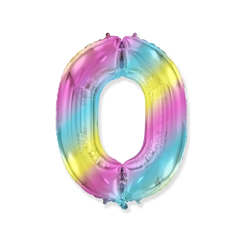 Palloncino numero 0 Multicolor Gradient super shape 40" (101cm) in mylar, 1pz.