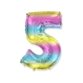 Palloncino numero 5 Multicolor Gradient super shape 40" (101cm) in mylar, 1pz.