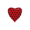 Palloncino cuore Rosso con Pois Neri standard shape 18" (45cm) in mylar, 1pz.