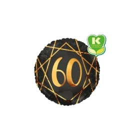 Palloncino numero 60 Geoide Nero standard shape 18" (45cm) in mylar, 1pz.