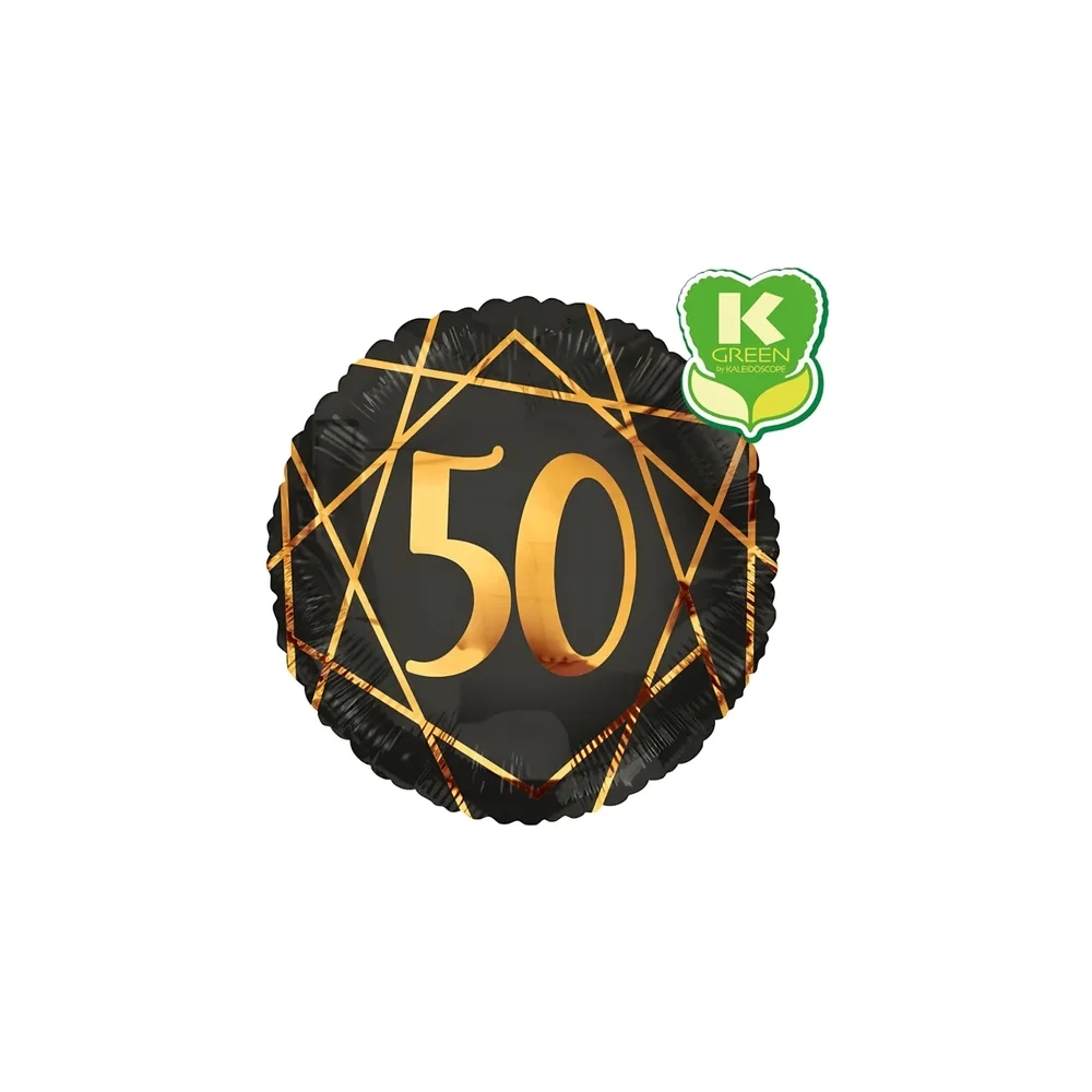 Palloncino numero 50 Geoide Nero standard shape 18" (45cm) in mylar, 1pz.
