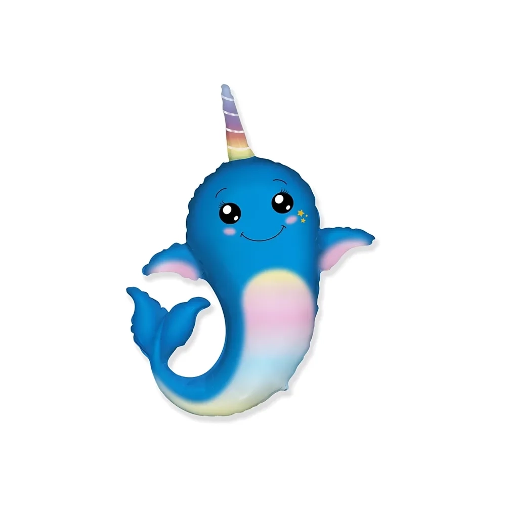 Palloncino Pesce Narvalo super shape 37" (93cm) in mylar, 1pz.