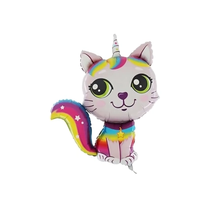 Palloncino Gattocorno Fucsia super shape 35" (88cm) in mylar, 1pz.