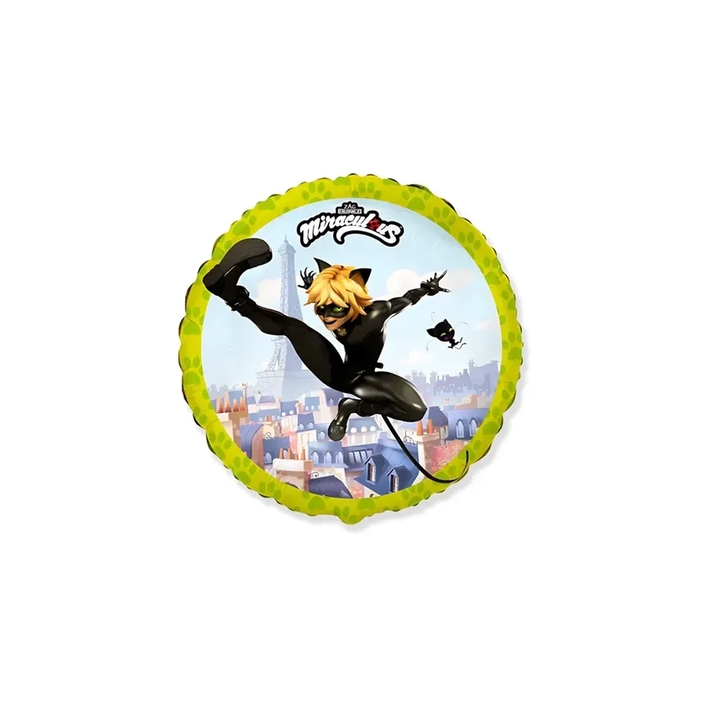 Palloncino Miraculous Cat Noir standard shape 18" (45cm) in mylar, 1pz.