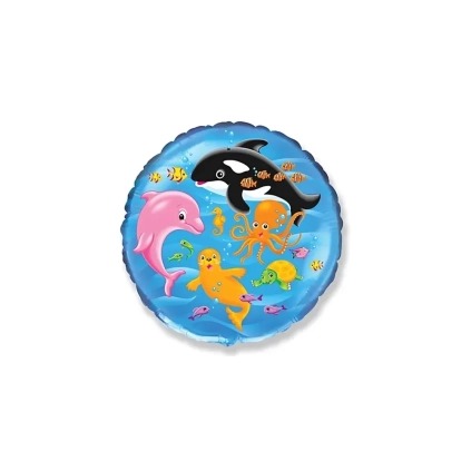 Palloncino Mondo Aquatico standard shape 18" (45cm) in mylar, 1pz.