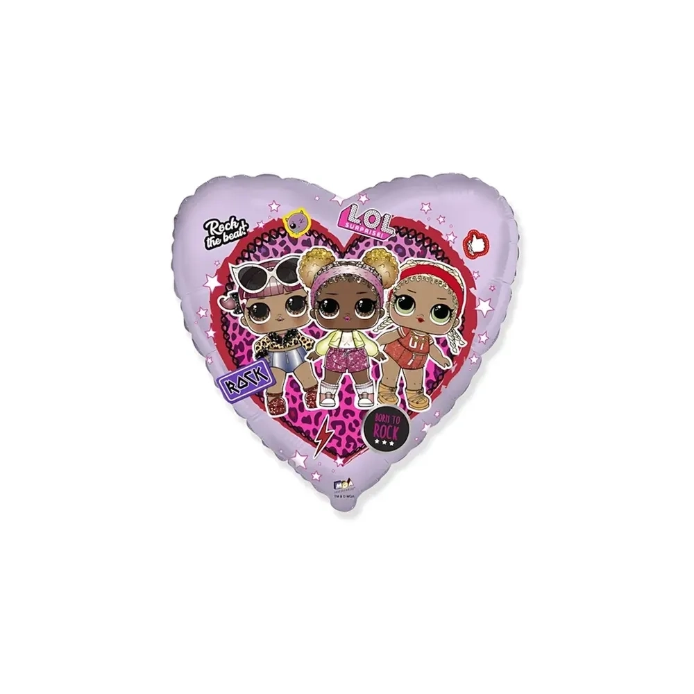 Palloncino Lol Lilla cuore standard shape 18" (45cm) in mylar, 1pz.