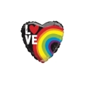 Palloncino cuore nero con Arcobaleno e testo Love standard shape 18" (45cm) in mylar, 1pz.