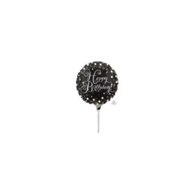 Palloncini Happy Birthday Scintille mini shape 9" (22cm) in mylar, 5pz.