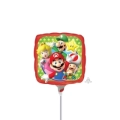 Palloncini quadrato con personaggi Super Mario Bros. mini shape 9" (22cm) in mylar, 5pz.