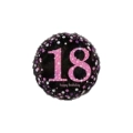 Palloncino Happy Birthday 18 rosa e nero olografico standard shape 18" (45cm) in mylar, 1pz.
