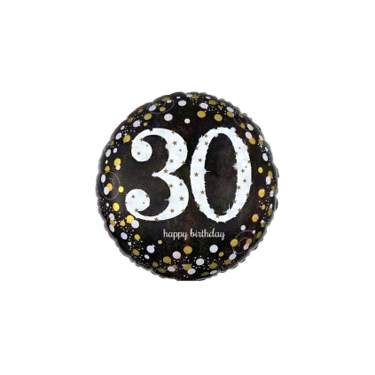 Palloncino Happy Birthday 30 Anni Scintillante standard shape 18" (45cm) in mylar, 1pz.