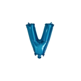 Palloncino Lettera V Blu mini shape 14" (35cm) in mylar, 1pz.