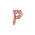 Palloncino Lettera P Rosa Gold mini shape 14" (35cm) in mylar, 1pz.