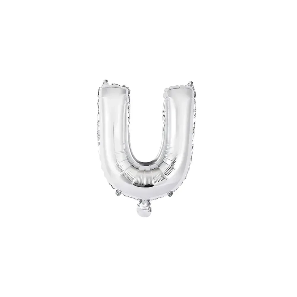 Palloncino Lettera U Argento mini shape 14" (35cm) in mylar, 1pz.