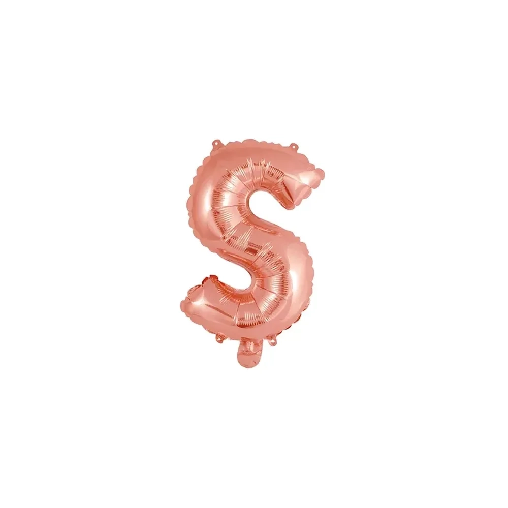 Palloncino Lettera S Rosa Gold mini shape 14" (35cm) in mylar, 1pz.
